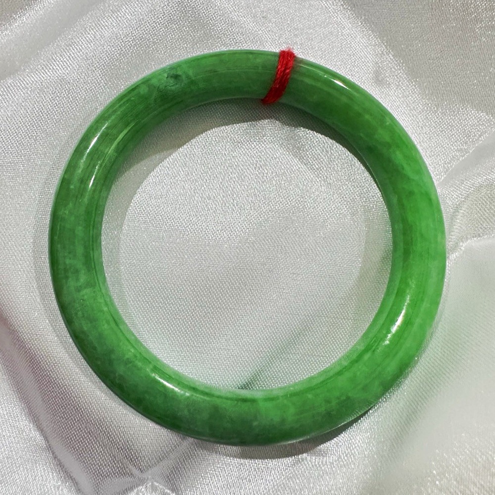 Natural Light Green Jade Bangle Bracelet 53.7mm Inner Diameter-L04